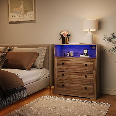 ANIXOL 3-Drawer Wood Dresser with Charging