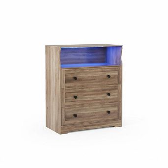 ANIXOL 3-Drawer Wood Dresser with Charging