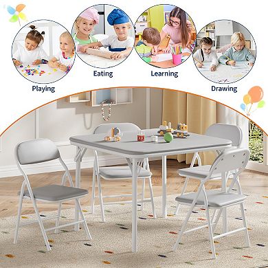 ANIXOL Foldable Kids Table and Chairs Set, 3-Piece Activity Set