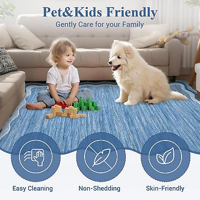 ANIXOL Scalloped Washable Area Rug 8x10