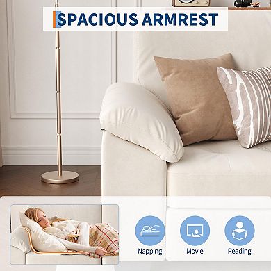 ANIXOL Velvet Button Tufted 3-Seater Sofa with Removable Cushions