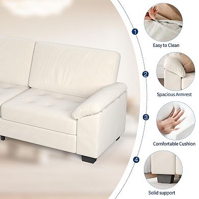 ANIXOL Velvet Button Tufted 3-Seater Sofa with Removable Cushions