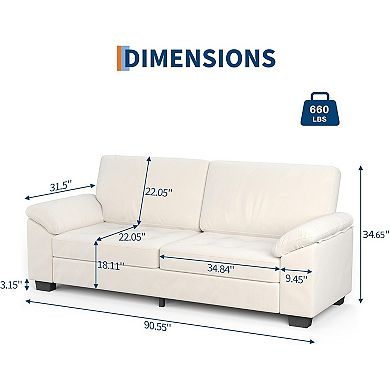 ANIXOL Velvet Button Tufted 3-Seater Sofa with Removable Cushions