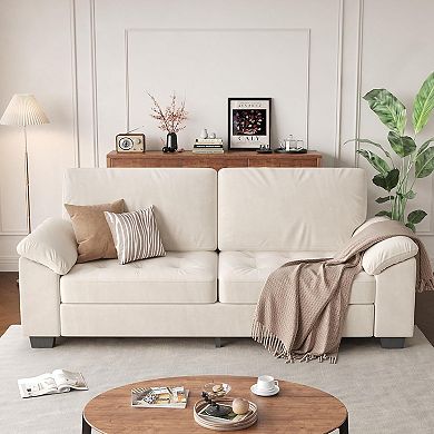 ANIXOL Velvet Button Tufted 3-Seater Sofa with Removable Cushions