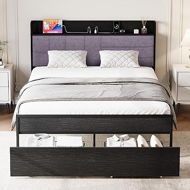 ANIXOL Full Metal Platform Bed with Storage Drawers