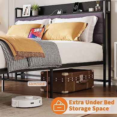 ANIXOL Full Metal Platform Bed with Storage Drawers