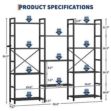 ANIXOL Industrial Triple Column Bookshelf