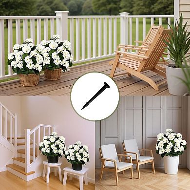 ANIXOL 2 Pack Artificial Begonia Topiary Ball Trees with Stakes