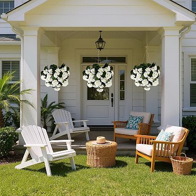 ANIXOL 2 Pack Artificial Begonia Topiary Ball Trees with Stakes