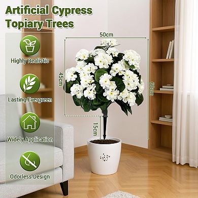 ANIXOL 2 Pack Artificial Begonia Topiary Ball Trees with Stakes