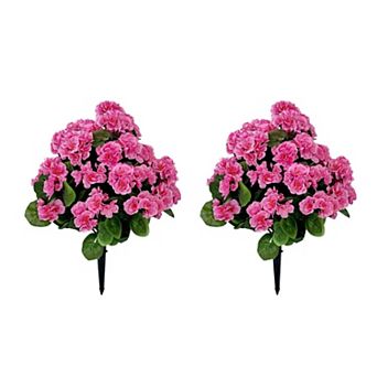 ANIXOL 2 Pack Artificial Begonia Topiary Ball Trees with Stakes