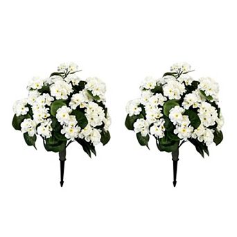ANIXOL 2 Pack Artificial Begonia Topiary Ball Trees with Stakes