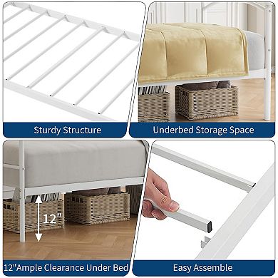 IDEALHOUSE Twin Daybed with Arched Headboard, Metal Frame & Optional Trundle