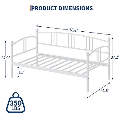 IDEALHOUSE Twin Daybed with Arched Headboard, Metal Frame & Optional Trundle