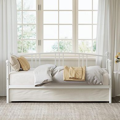 IDEALHOUSE Twin Daybed with Arched Headboard, Metal Frame & Optional Trundle