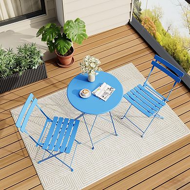 ANIXOL Foldable 3-Piece Metal Garden Bistro Set