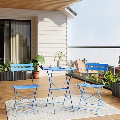 ANIXOL Foldable 3-Piece Metal Garden Bistro Set