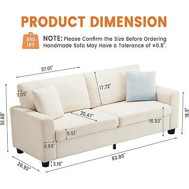 ANIXOL Modern Oversized Cloud Couch Loveseat with Removable Cushion