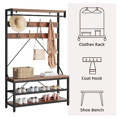 ANIXOL Hall Tree Coat Rack with Bench and Shoe Storage