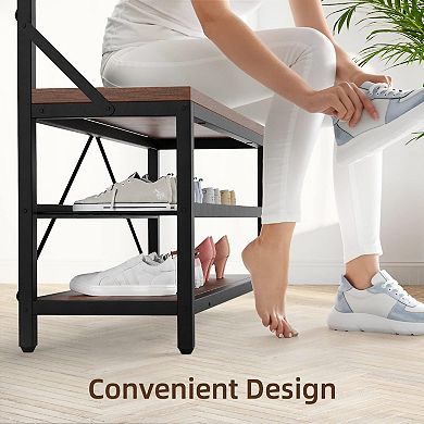 ANIXOL Hall Tree Coat Rack with Bench and Shoe Storage