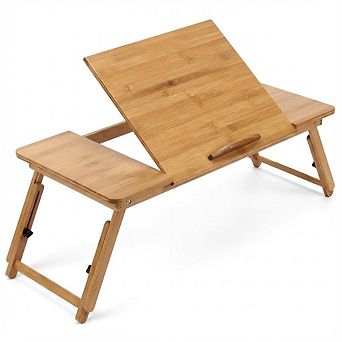 ANIXOL Portable Folding Wooden Laptop Table with Adjustable Bed Tray