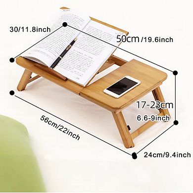 ANIXOL Portable Folding Wooden Laptop Table with Adjustable Bed Tray