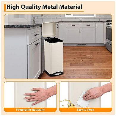 8 Gallon / 30 Liter Trash Can with Soft-Close Lid, Stainless Steel Garbage Can