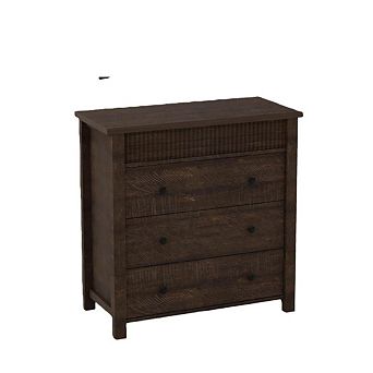 Fluted 3 Drawer Dresser Nightstand Wooden Chest