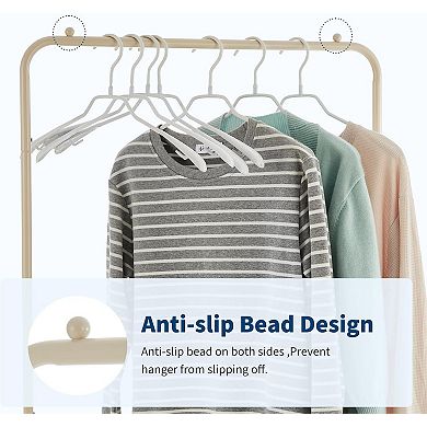 Rolling Metal Laundry Cart with Hanging Rack and Storage Shelves