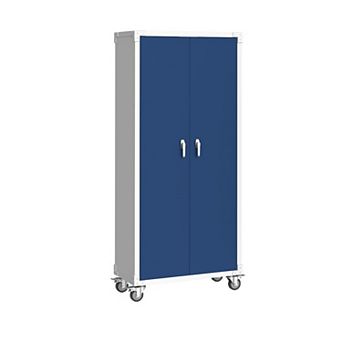 ANIXOL 71" Steel Storage Cabinet with Lock, Adjustable Shelves & Wheels