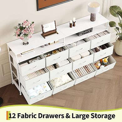 Craze Ventures 63" Fabric Dresser TV Stand with Drawers