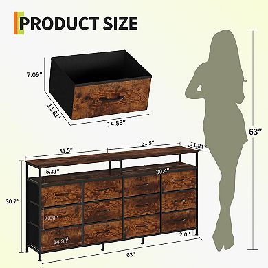 Craze Ventures 63" Fabric Dresser TV Stand with Drawers