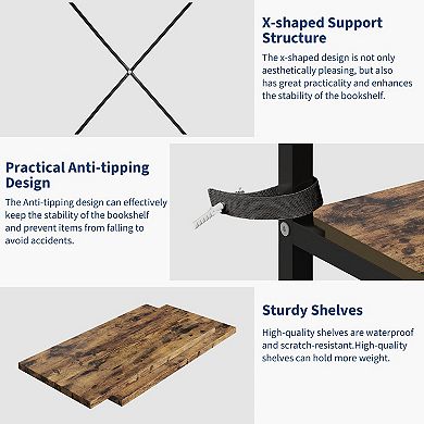 ANIXOL Triple Column 5-Tier Bookshelf