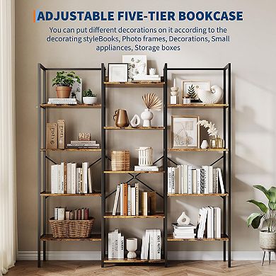 ANIXOL Triple Column 5-Tier Bookshelf