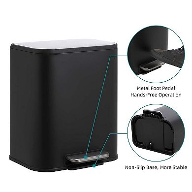 5.3 Gallon/20L Stainless Steel Step Trash Can, Fingerprint-Proof Kitchen Garbage Bin