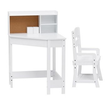 ANIXOL Kids L-Shaped Desk & Chair Set with Hutch, White