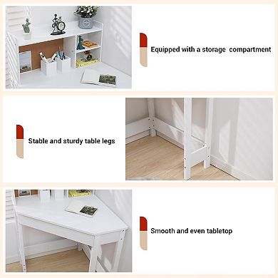 ANIXOL Kids L-Shaped Desk & Chair Set with Hutch, White