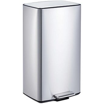 10.6 Gal Stainless Steel Trash Can with Filter, Removable Inner Bucket and Foldable Foot Pedal