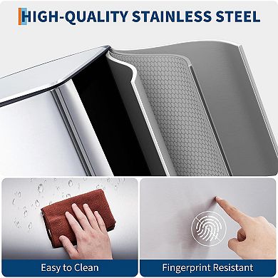 10.6 Gal Stainless Steel Trash Can with Filter, Removable Inner Bucket and Foldable Foot Pedal