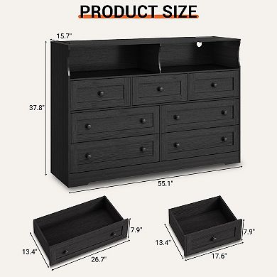 ANIXOL 7-Drawer Dresser with LED & Charging