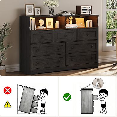 ANIXOL 7-Drawer Dresser with LED & Charging