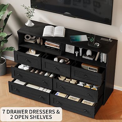 ANIXOL 7-Drawer Dresser with LED & Charging