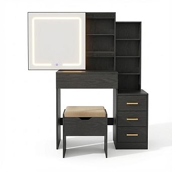 ANIXOL Vanity Desk with Sliding LED Mirror