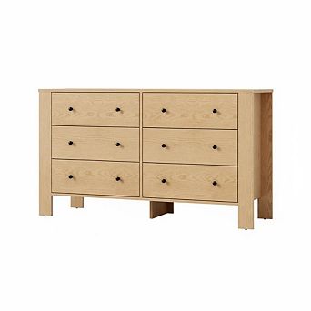 ANIXOL Natural Oak 6-Drawer Bedroom Dresser