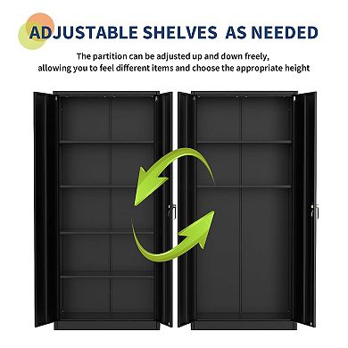 ANIXOL 71” Tall Metal Storage Cabinet with Lock, 4 Adjustable Shelves