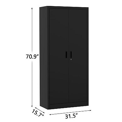 ANIXOL 71” Tall Metal Storage Cabinet with Lock, 4 Adjustable Shelves