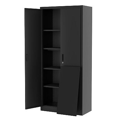 ANIXOL 71” Tall Metal Storage Cabinet with Lock, 4 Adjustable Shelves
