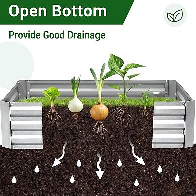 ANIXOL Raised Garden Bed with Cover, 6x3x3 ft Galvanized Metal Planter with Greenhouse Kit