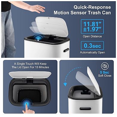 55 L Automatic Garbage Can, Motion Sensor Trash Can with Soft-Close Lid and Handle