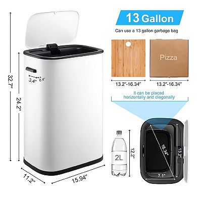 55 L Automatic Garbage Can, Motion Sensor Trash Can with Soft-Close Lid and Handle